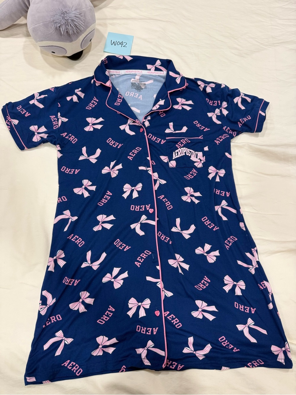 Aeropostale Navy and Pink Bow-Print Pajama Nightgown